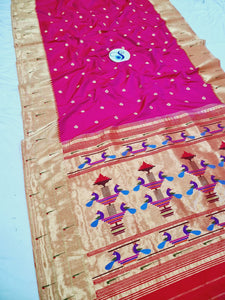 Triple Muniya Paithani - 100 % Natural Silk & Handmade saree