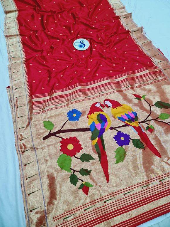 Single Muniya Fancy Pallu Paithani - 100 % Natural Silk & Handmade saree