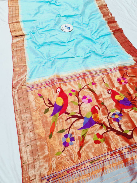 Triple Muniya Paithani - 100 % Pure Silk & Handmade saree