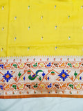 Shankari Brocket Big Border Paithani Saree- Yellow MB7 I Soft