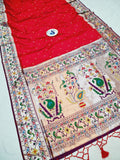 Shankari Brocket Big Border Paithani Saree- Red MB7 G Soft