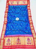 Blue Paithani Dupatta - Pure Silk Powerloom SLV3 I