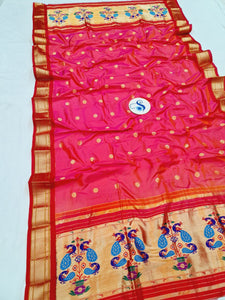 Pink Paithani Dupatta - Pure Silk Powerloom SLV3 C