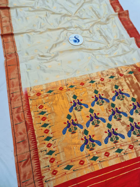 Pure Silk Single Muniya Paithani - 100 % Pure Silk & Powerloom SLV5 B